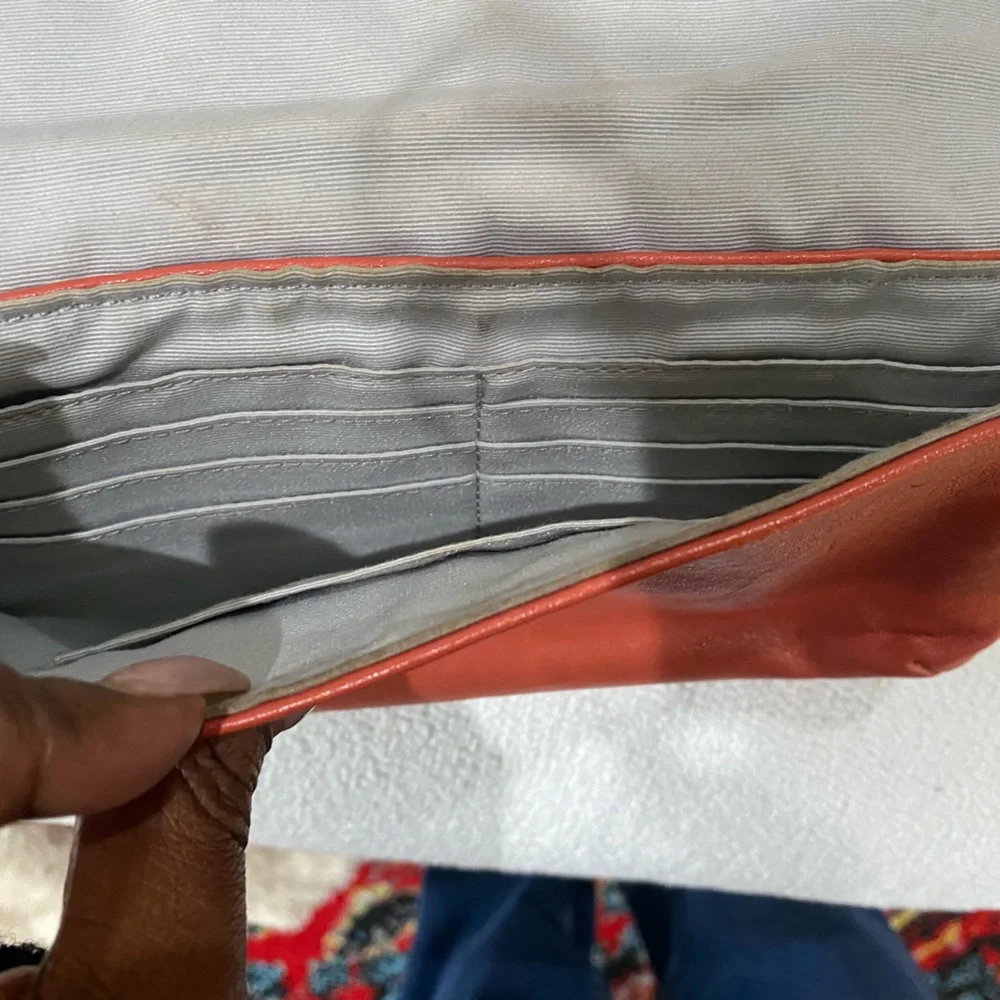 Coach Orange Leather Wristlet Clutch